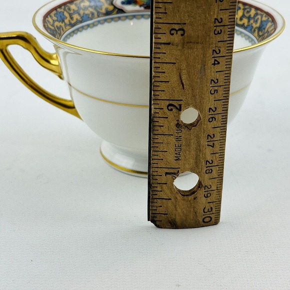 Thomas Bavaria Harvest Footed Cup & Saucer Set Fruit Blue Scroll Gold Rim - Picture 12 of 15